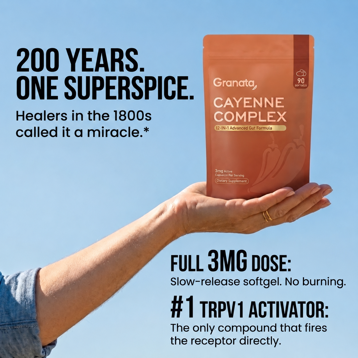 Granata Cayenne Complex capsaicin softgels for natural digestive support and daily regularity